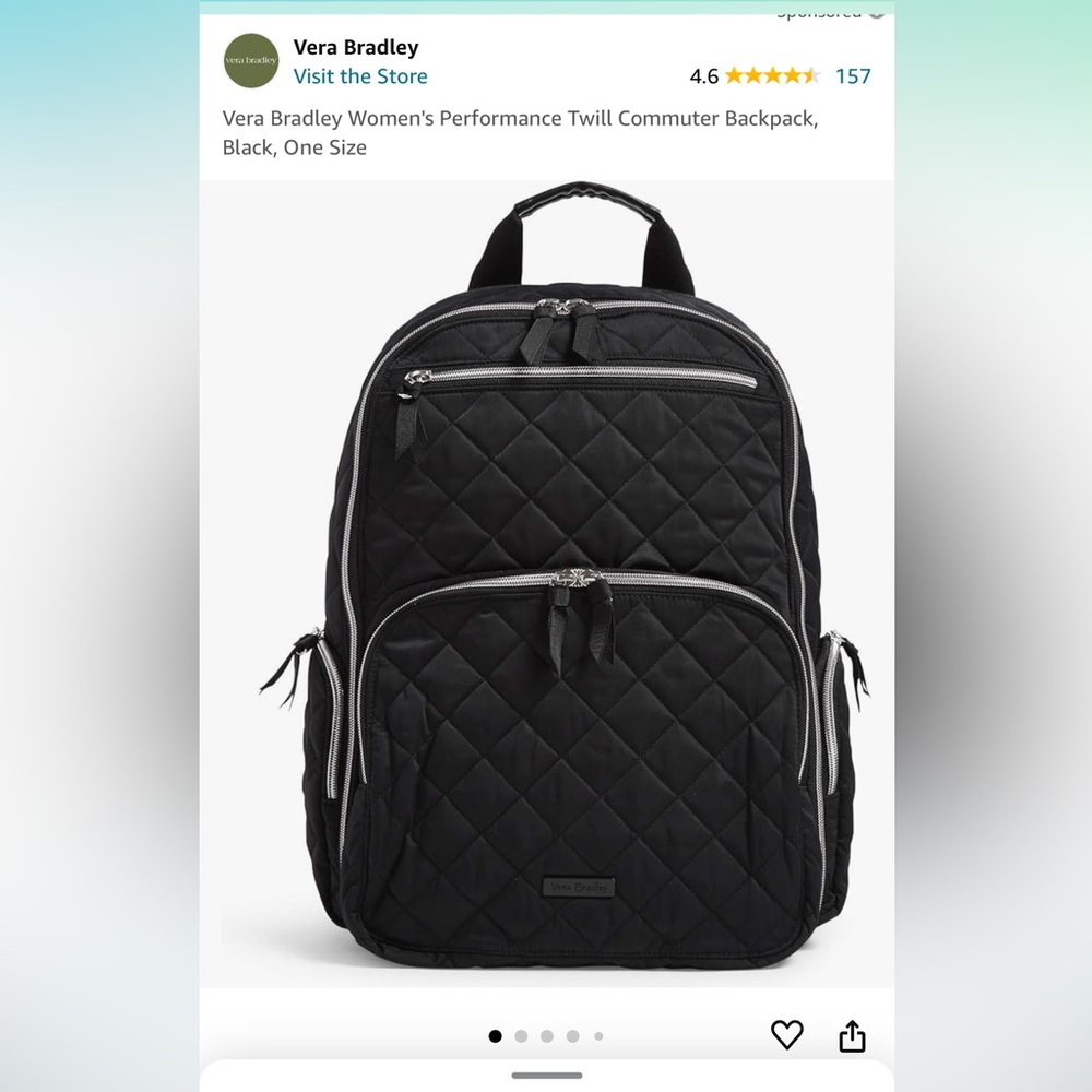 Vera Bradley Black Commuter Backpack - image 2